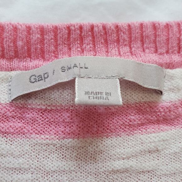 Gap small womens white and pink striped 3/4 sleeve thin blouse - Picture 8 of 8